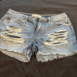 KanCan Blue Distressed Jean Shorts